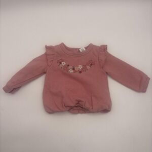 Little‎ Lass Shirt Girls 18-24M Pink Floral Ruffle Long Sleeve Knit Top